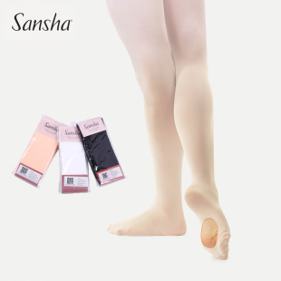 Sansha三沙正品挖洞连裤袜舞蹈袜成人大袜儿童打底裤露脚心