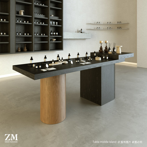 香氛店中岛桌香薰精油调香台木质