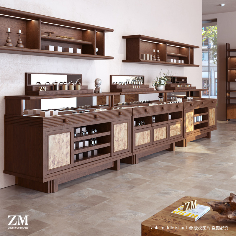 香氛精油中岛展示台收纳一体展示架集合店边柜高级感陈列树瘤纹,商业/办公家具,中岛/流水台,淘宝优惠券,粉丝福利购,淘宝优惠卷