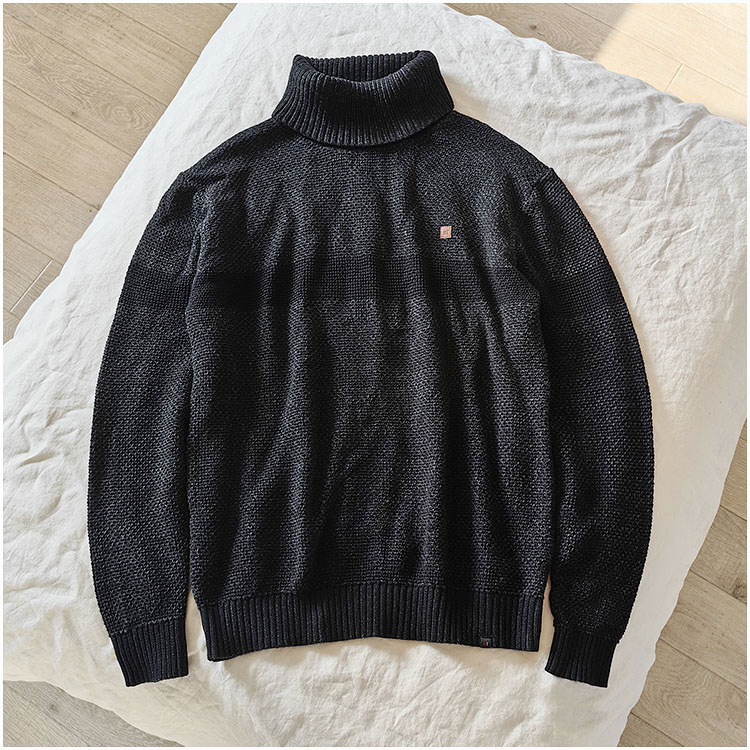 设计师品牌男大高领纯棉厚毛衣
