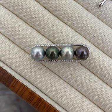 一物一链接 莫兰迪色海水大溪地平衡木珍珠吊坠925银吊坠单坠