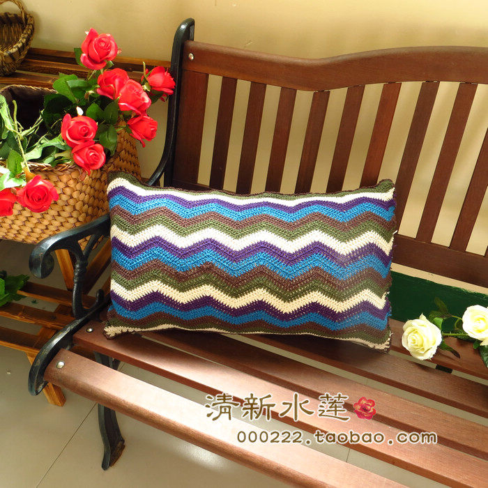 清新水蓮 純棉手工鈎針鈎花歐美式地中海鄉村複古編織波浪腰靠枕在類目 居家布藝, 靠枕/抱枕新, 腰靠墊中 - 來自Buy2taobao.com提供專業的淘寶代購服務