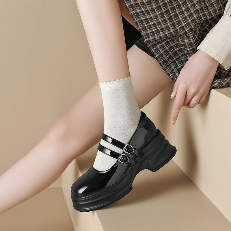 真皮英伦风小皮鞋女2025春季新款厚底学院风玛丽珍鞋jk软底不累脚