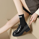 黑色系带乐福鞋 真皮小皮鞋 英伦风百搭粗跟单鞋 新款 女厚底2025春季