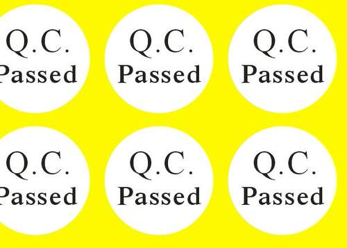 QCPASSED白色圆形不干胶贴纸