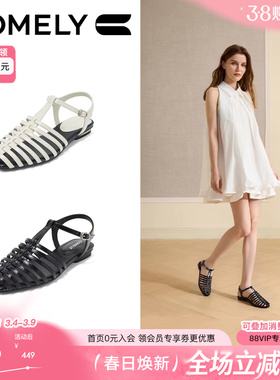 康莉罗马凉鞋女2025夏季新款休闲百搭透气真皮凉鞋商场同款53252