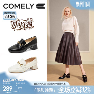 单鞋 康莉通勤粗跟小皮鞋 牛皮不累脚增高乐福鞋 2春秋新款 女工作鞋