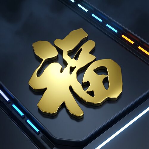 小福字贴金属不干胶镂空金色防水