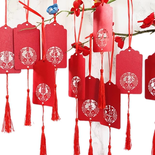 热销中国风节日装饰吊卡锦鲤款福卡手写心愿许愿祈福卡留言感恩卡