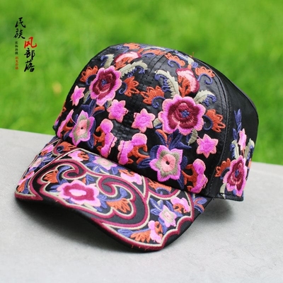 杨丽萍同款绣花鸭舌帽手工刺绣民族复古帽子棒球帽防晒遮阳帽旅游