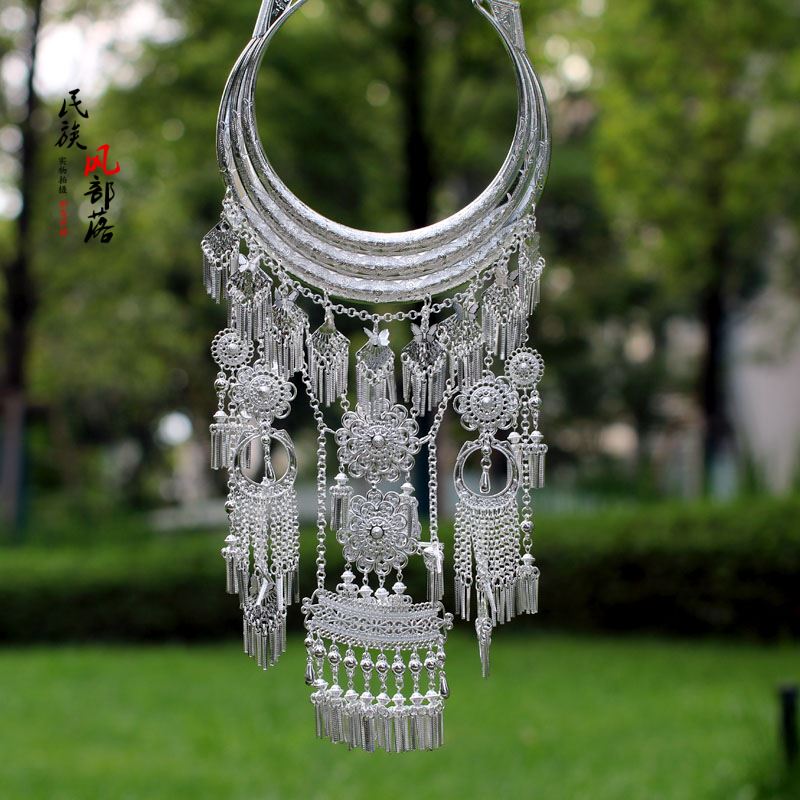 云南民族项链苗族项圈少数民族侗族苗银舞蹈复古演出特色饰品配饰