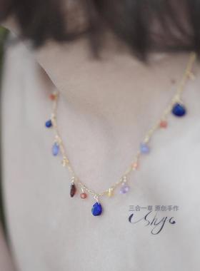 彩宝项链三合一草天然石女