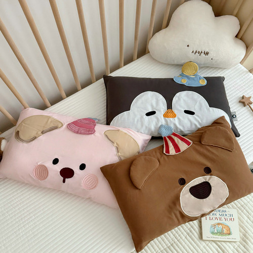 A类立体绣花100全棉针织棉儿童枕头套婴儿宝宝枕头套30x50cm单人