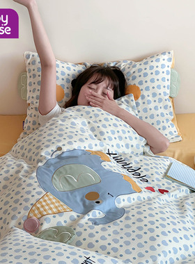 babyhouse原创四件套全棉双层纱纯棉卡通贴布绣床上用品被套床单