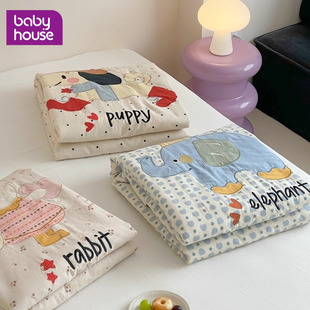 babyhouse贴布绣A类全棉夏凉被儿童双层纱空调被子可机洗2026新款