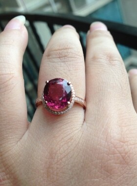 18k金镶嵌红碧玺戒指送证书