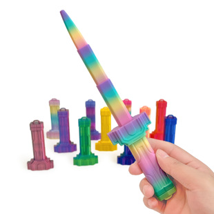 可伸缩彩色宝剑3D打印机甲伸缩剑炫酷造型解压神器儿童玩具仿真剑