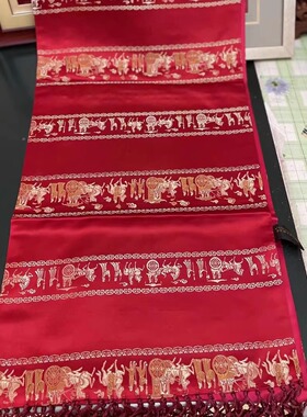 草绿色花纹披肩两用围巾现货