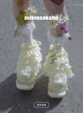 【早春新品】mikiosakabe 26早春多层蕾丝抽绳袜套腿袜可调节松紧