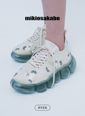【张靓颖同款】MIKIOSAKABE女小猫刺绣一脚蹬透气厚底增高休闲鞋