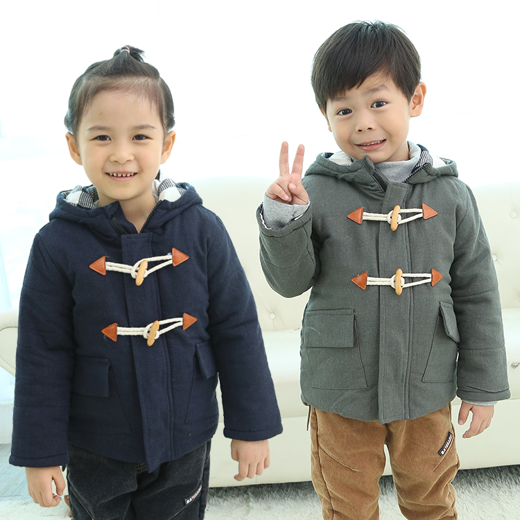 男童棉衣牛角扣保暖秋冬装