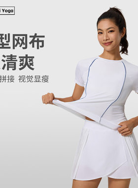 羽毛球服跑步运动服套装女子短袖透气网布高尔夫网球服T恤上衣