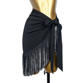 拉丁流苏臀巾女成人一片式 训练功半身裙围裹裙帘跳舞蹈腰封三角巾