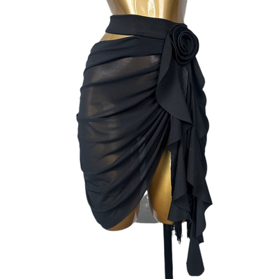 拉丁舞蹈半身裙女成人荡兜流苏裙