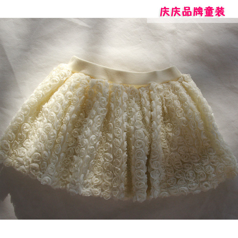 女童装yoyonana幼幼娜娜品牌 立体花朵蓬蓬A摆公主半短裙春款新品