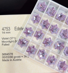 新色～施华洛4753尖底雪花 14mm 001mol月光白 213 丝绸闪烁 223