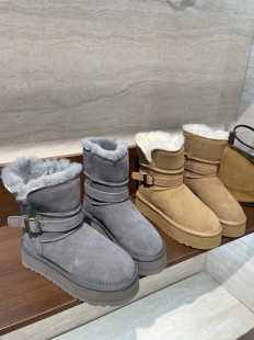 子厚底骑士靴雪地靴8607.B22 2025冬季 加厚保暖东北翻毛棉鞋