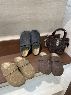 1.C1.N1 面魔术贴博肯魔术贴松糕厚底728 时尚 百搭复古休闲毛呢鞋