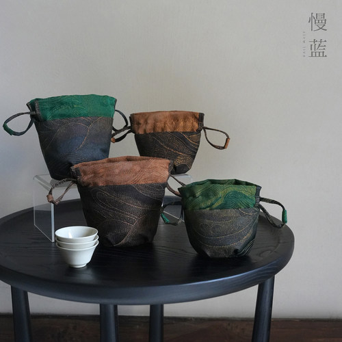 慢蓝主人杯紫砂壶便携袋茶杯袋
