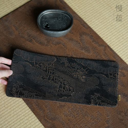 慢蓝香云纱茶席双面复古茶室桌垫