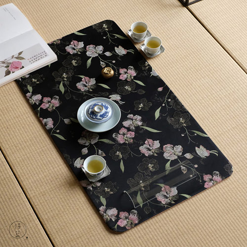 慢蓝茶席真丝织锦国风茶桌垫
