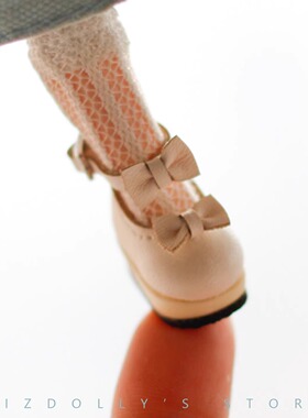 1/12娃娃鞋12分娃鞋ob11gscP9洛丽塔蝴蝶结厚底木高跟鞋素体bjd