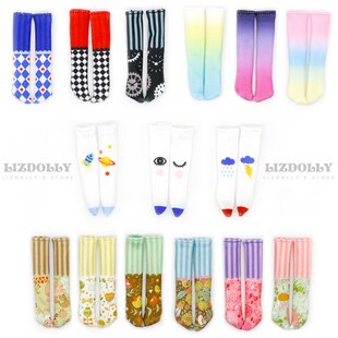 ob11molly娃衣印花卡通大腿袜长袜娃娃配饰袜子12分bjd gsc素体p9