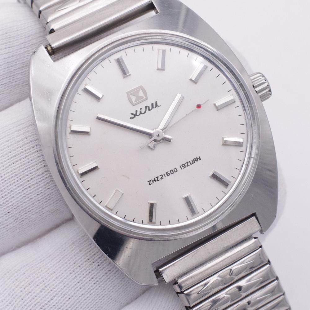 二手国产原装正品杭州西湖牌XIHU白色手卷手动机械男士古董老手表