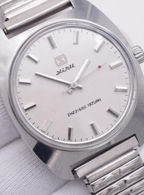 二手国产原装正品杭州西湖牌XIHU白色手卷手动机械男士古董老手表