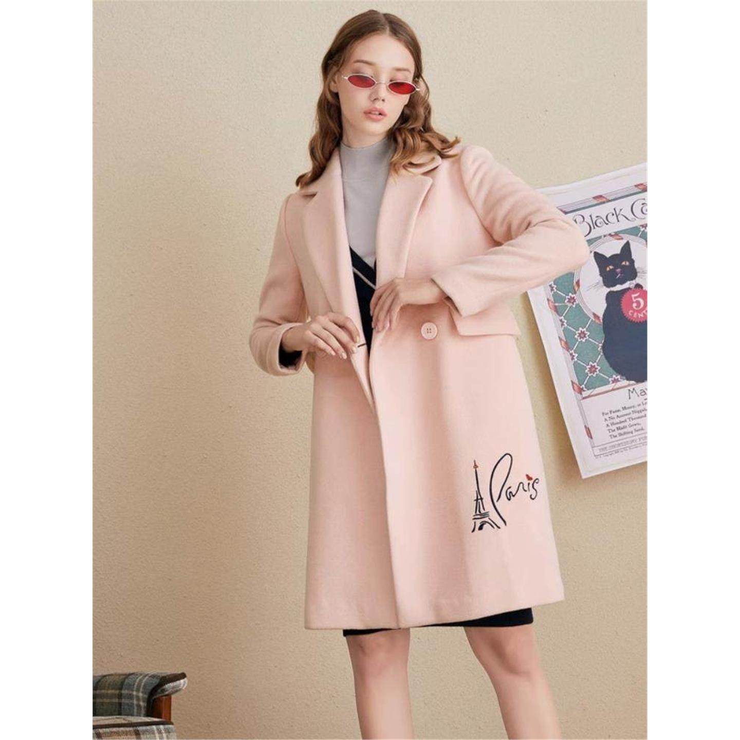 【秋水伊人】双面毛呢大衣女中长款冬新款小香风粉色外套女FR2733,女装/女士精品,毛呢外套,淘宝优惠券,粉丝福利购,淘宝优惠卷