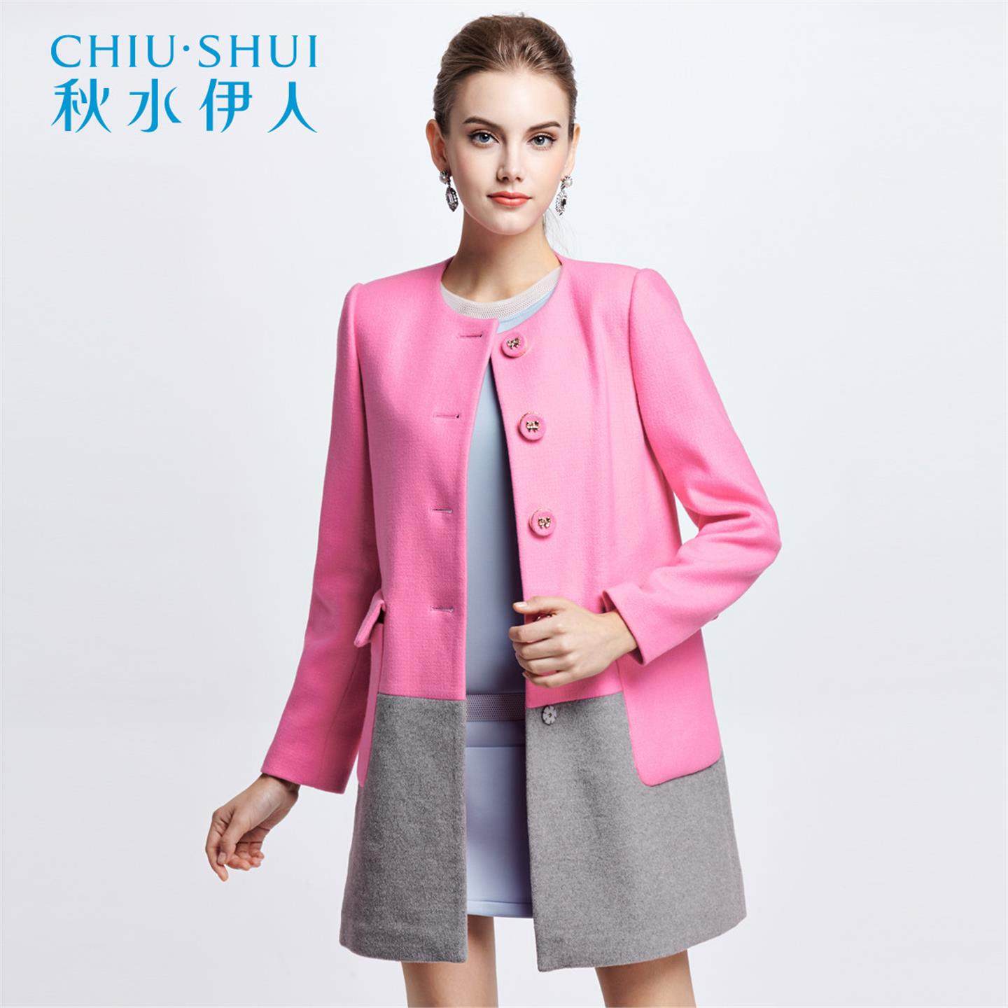 秋水伊人冬装新款女装时尚经典拼接中长版貉子毛毛呢大衣F377,女装/女士精品,毛呢外套,淘宝优惠券,粉丝福利购,淘宝优惠卷