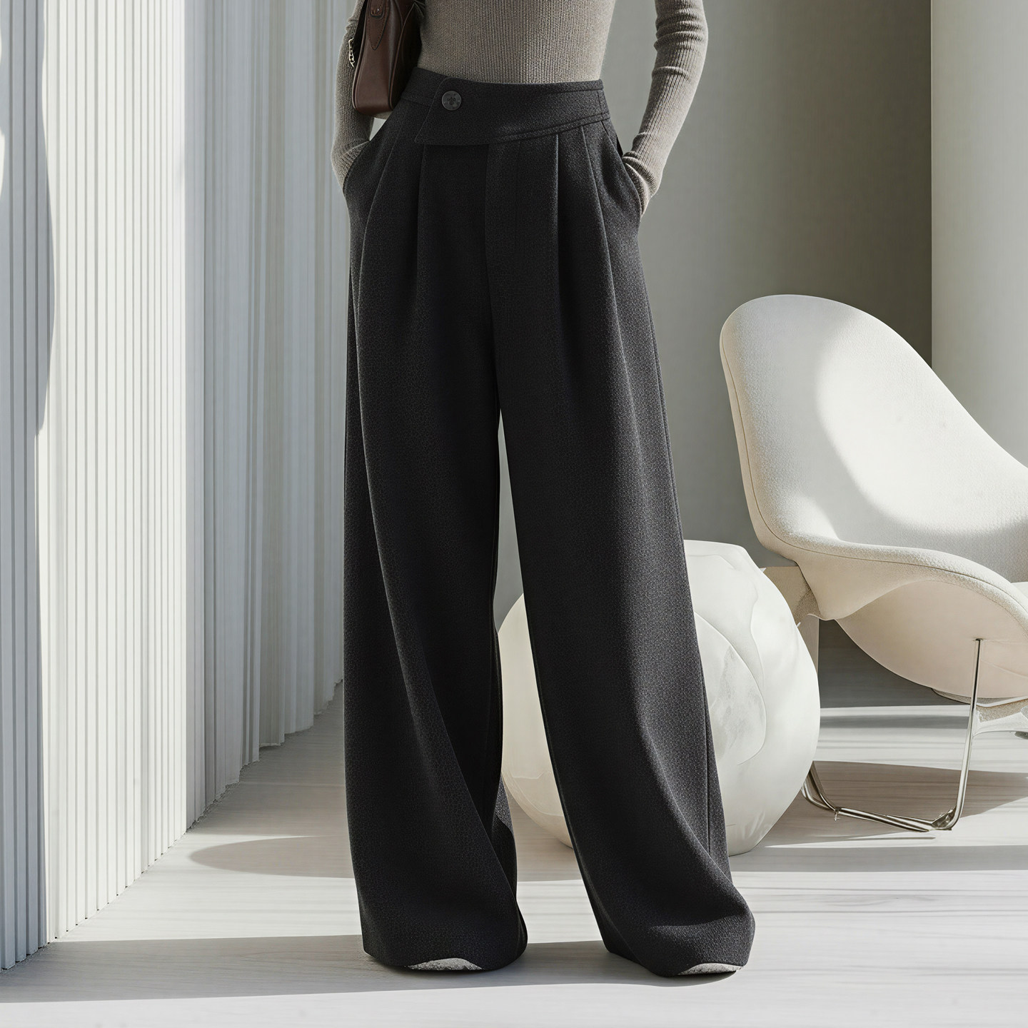 黑色阔腿裤女2026春夏灰色长裤显瘦西装裤高腰百搭宽松拖地裤裤子