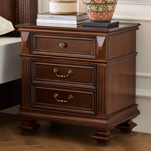 美式床头柜纯实木复古金丝黄檀木家具卧室家用轻奢收纳小柜子尺寸