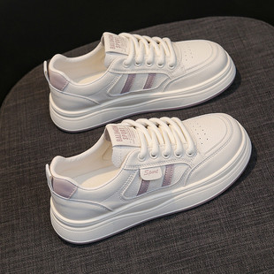 百搭平底学生休闲运动平底板鞋 春爆款 女 女2026新款 香港真皮小白鞋