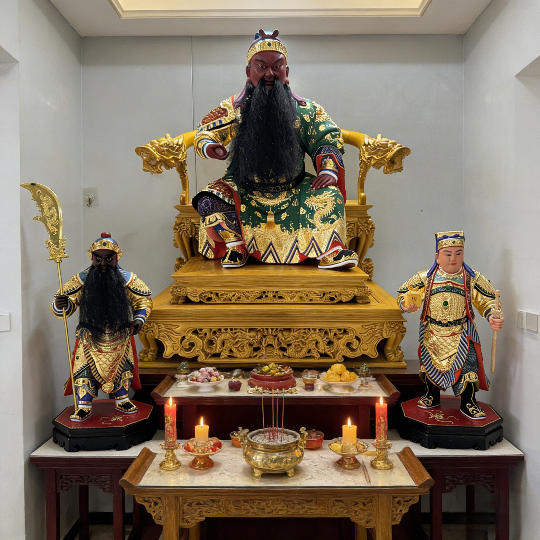 一尺关平周仓将军12寸关公部将左右护法木雕工艺樟木雕刻关羽副将