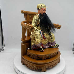 一尺保生大帝神像金身吴真人脱身供奉坐像樟木雕刻大道公12寸佛像