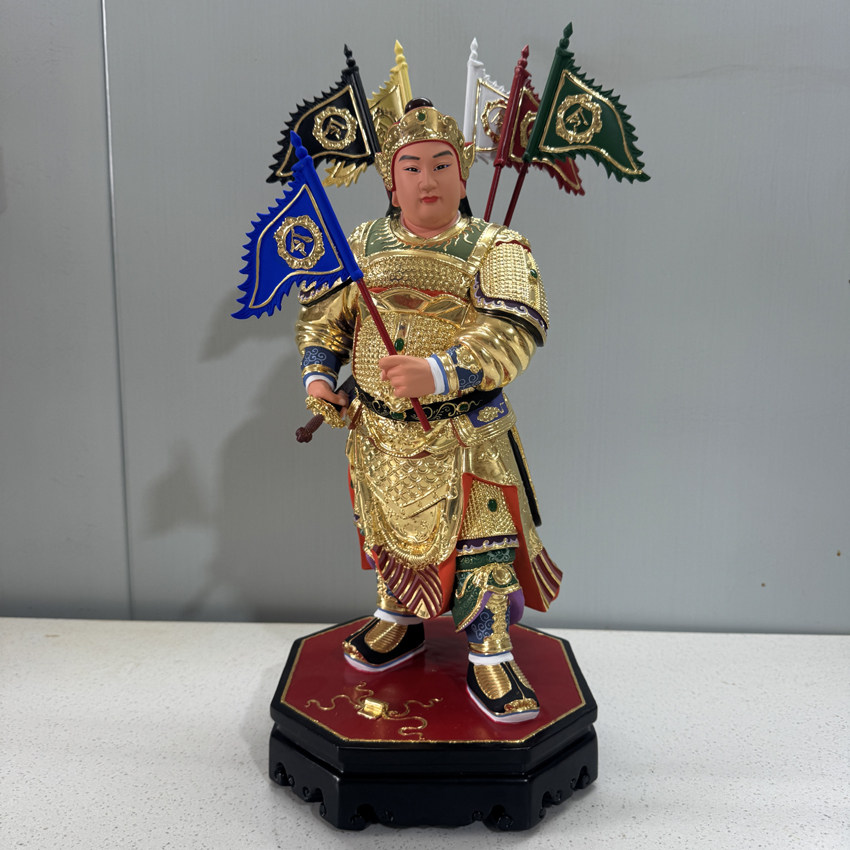 陈钦差五方旗站身神像木雕工艺广泽尊王部将樟木雕刻