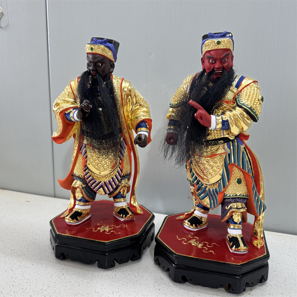 赵康王爷香樟木雕刻摆件神像武财神左右护法部将站身佛像康赵元帅