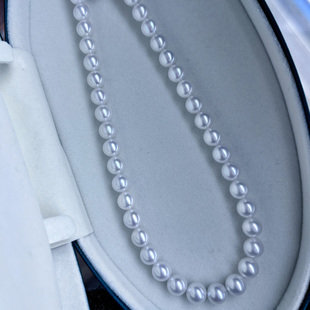 淡水珍珠天花板吉尔德五星7.5 极光 8.5m正圆珍珠项链 浅小屋
