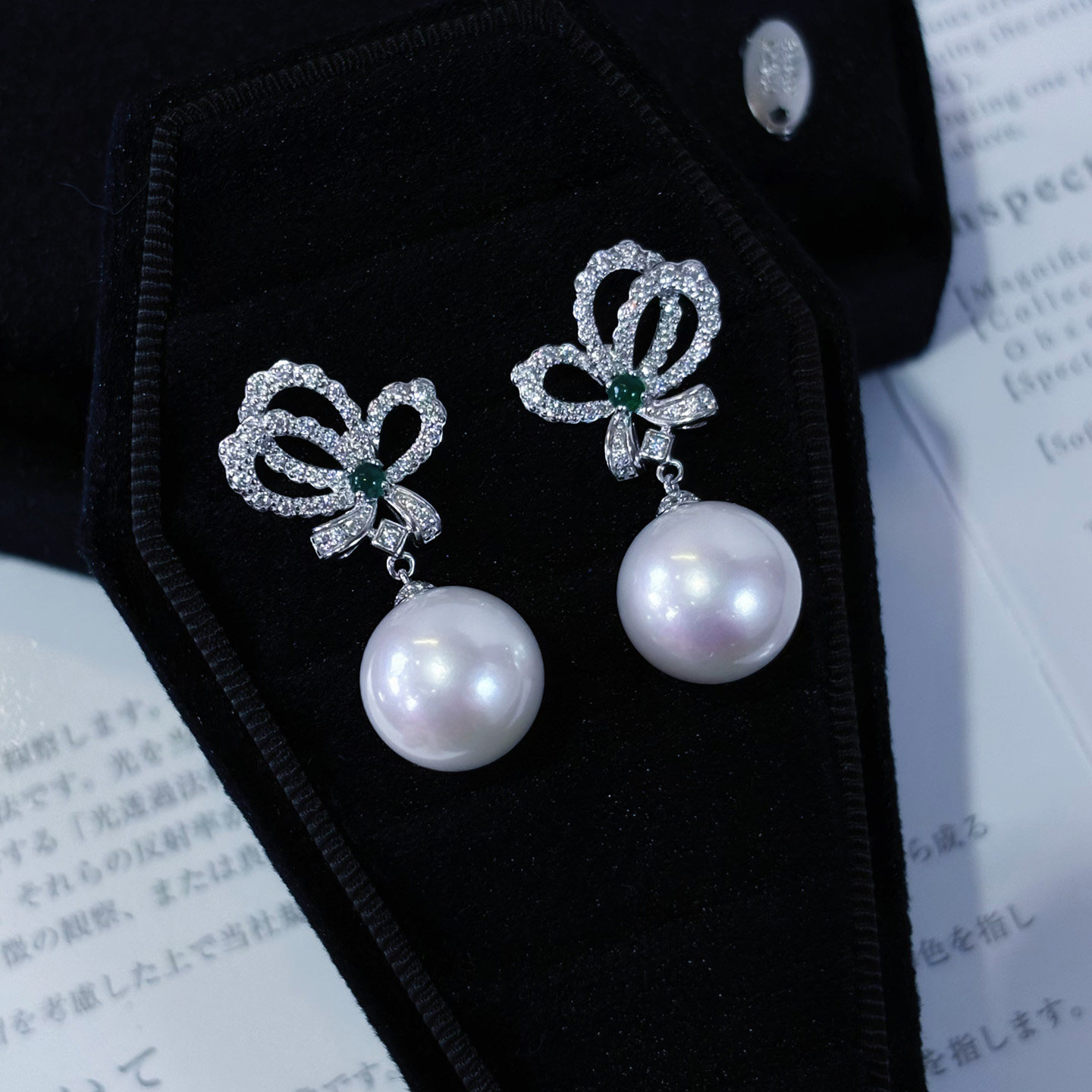 纯银正圆极强光爱迪生珍珠耳坠